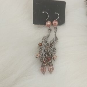 Elegant Silver and Pink Dangle Earrings